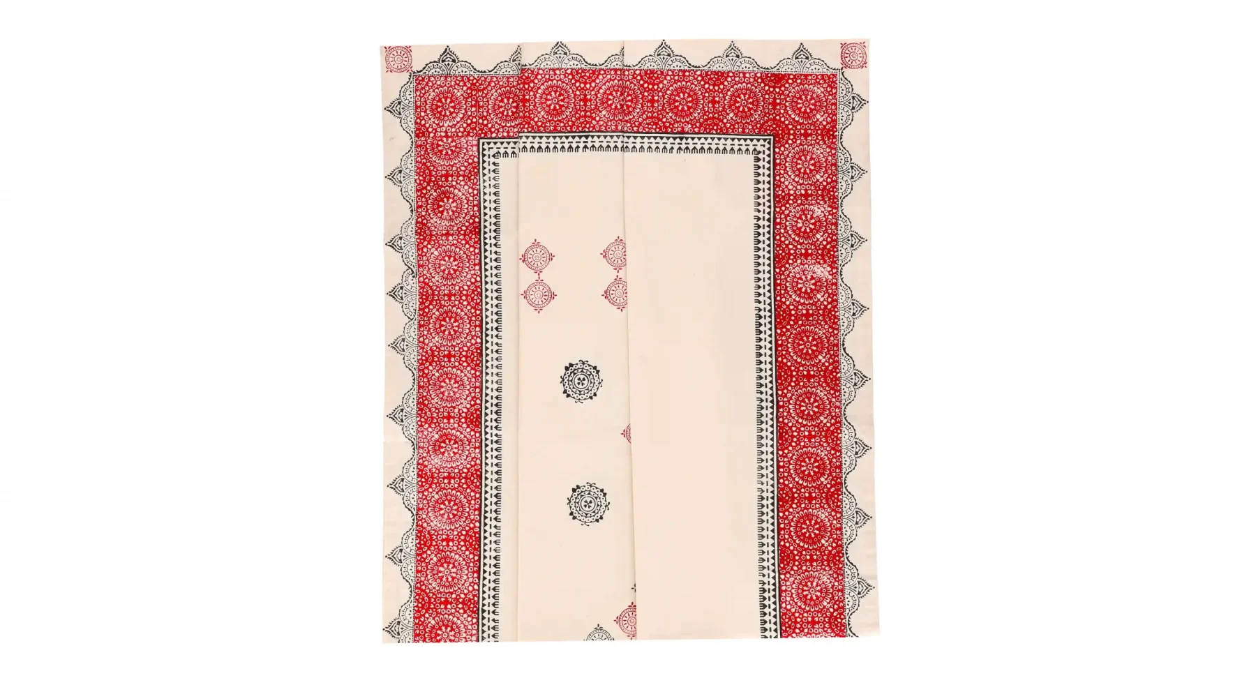 Red and Black Block Print Tablecloth